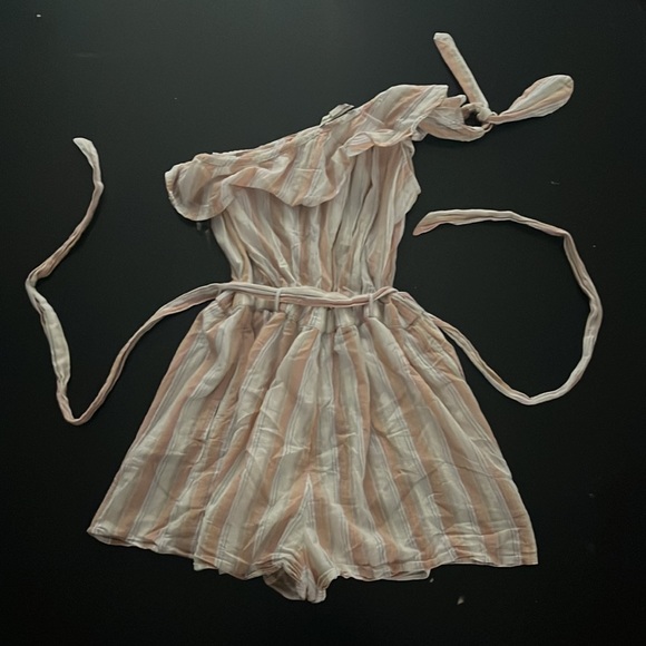 American Eagle Outfitters Stripped Romper, One Shoulder, Size Small - Picture 2 of 6